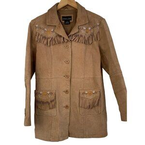 Vintage Robert Louis Collectable Womens Tan Suede Fringe Jacket  Size S Fair